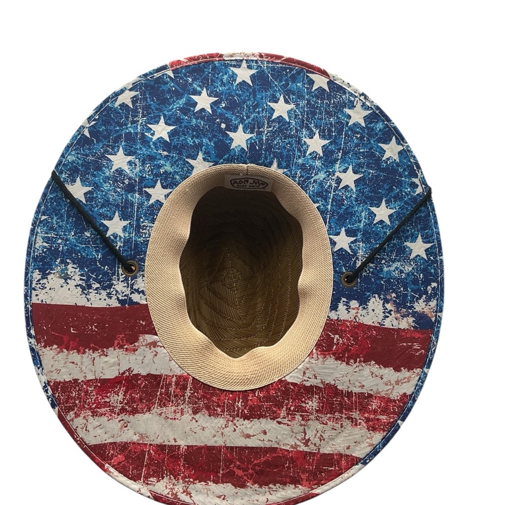 NWT Ron Jon Beige liberty USA Straw Hat